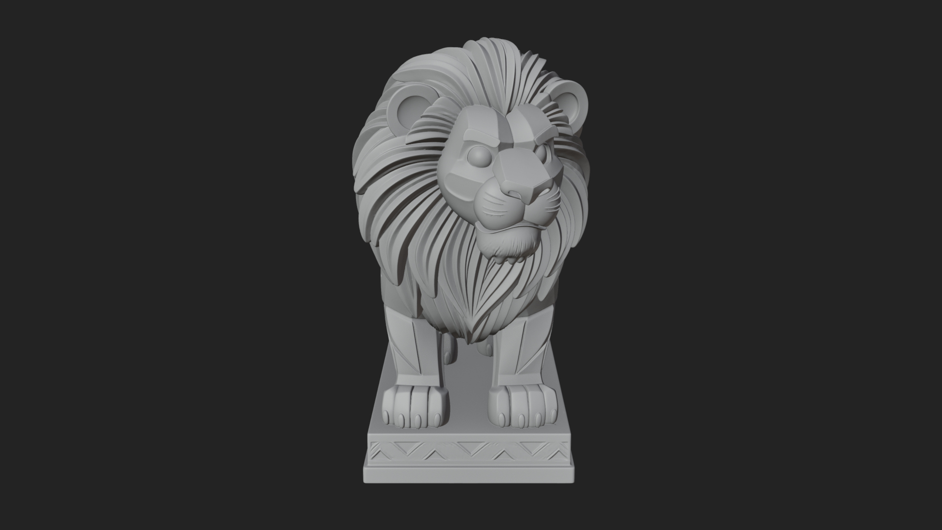 Cute Cartoon Lion Statue Design 4 3D Print Model 3D Model