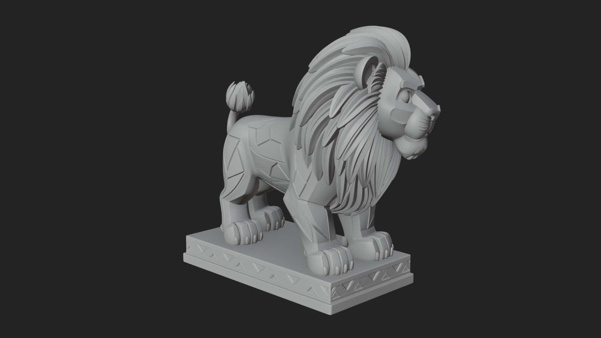 Cute Cartoon Lion Statue Design 4 3D Print Model 3D Model