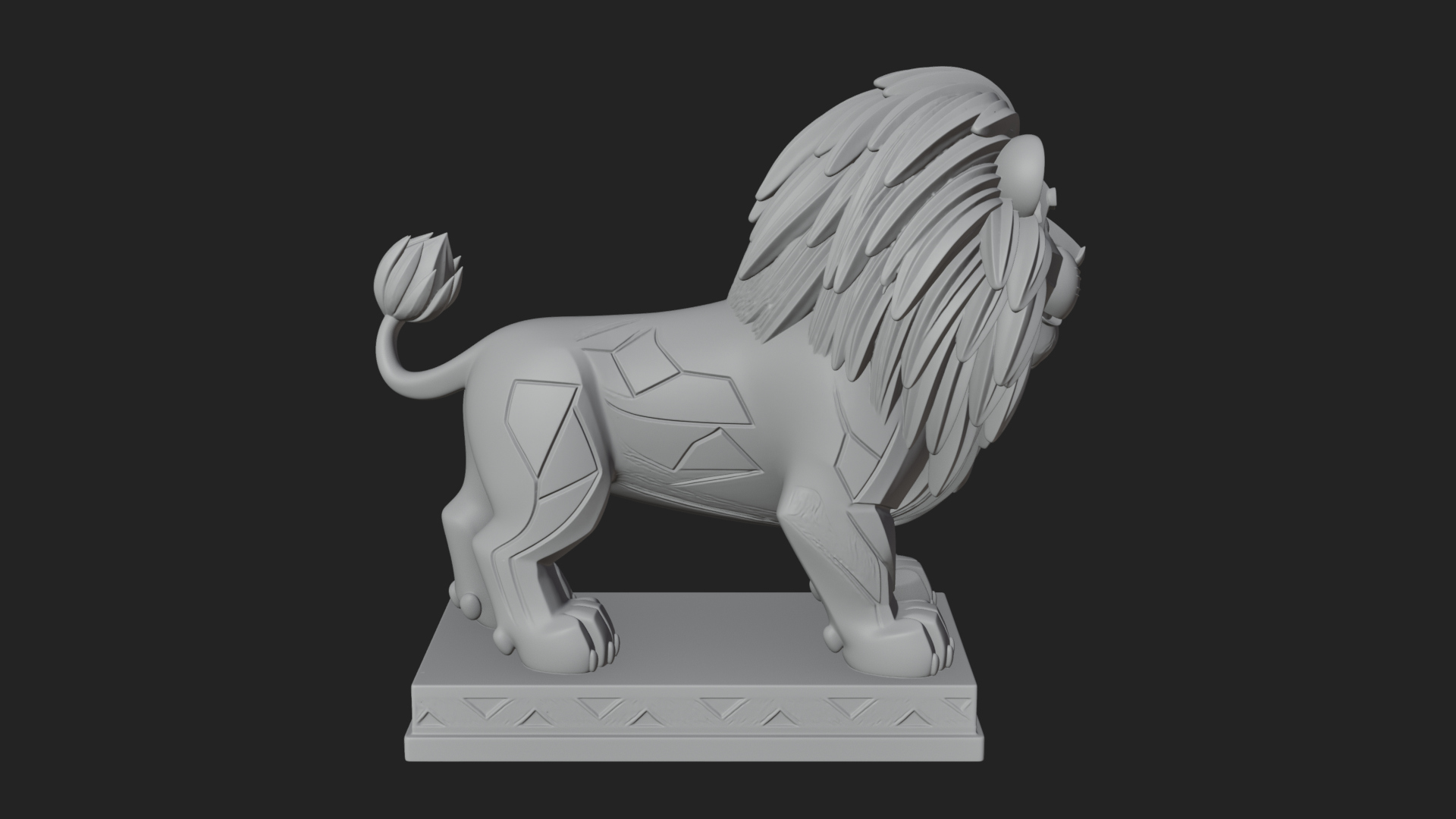 Cute Cartoon Lion Statue Design 4 3D Print Model 3D Model