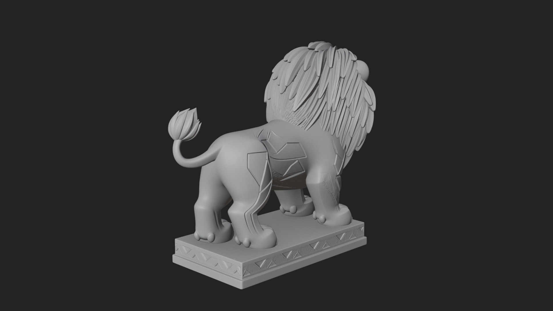 Cute Cartoon Lion Statue Design 4 3D Print Model 3D Model