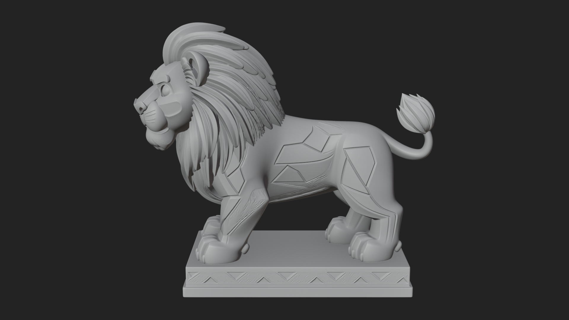 Cute Cartoon Lion Statue Design 4 3D Print Model 3D Model