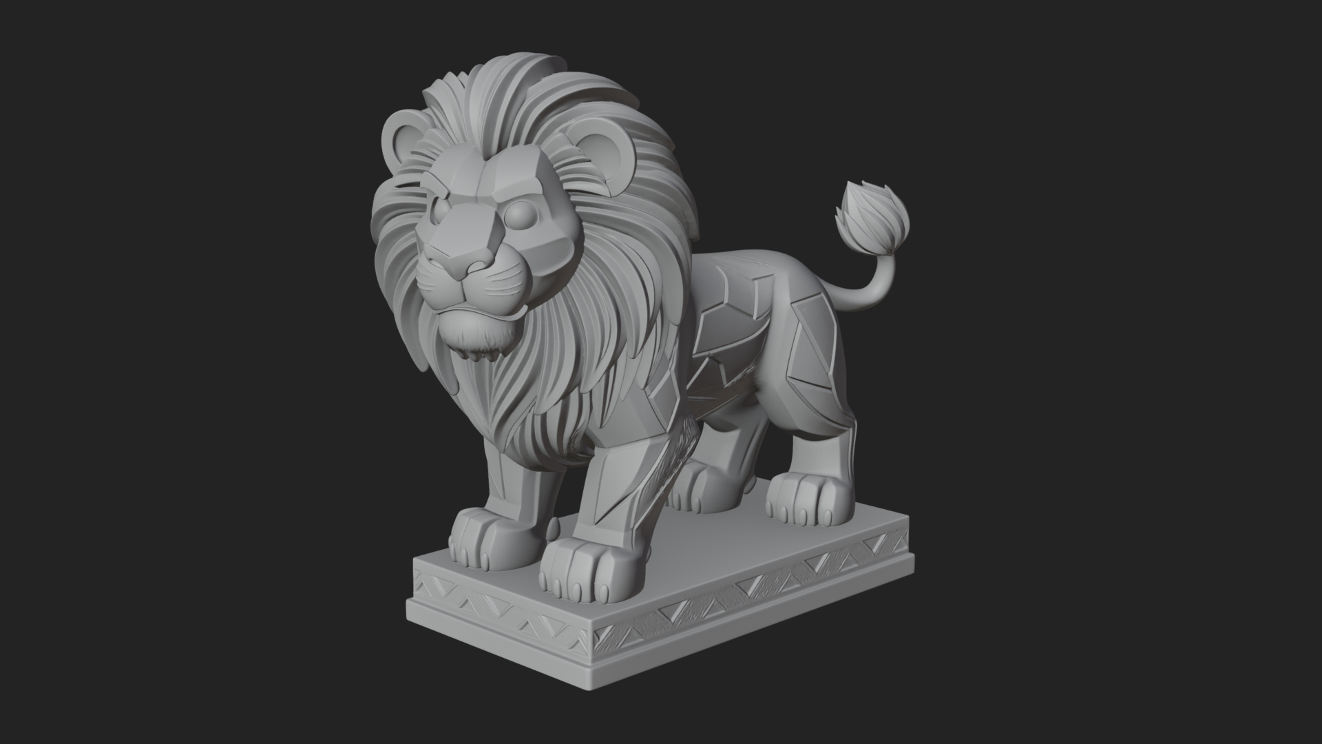 Cute Cartoon Lion Statue Design 4 3D Print Model 3D Model