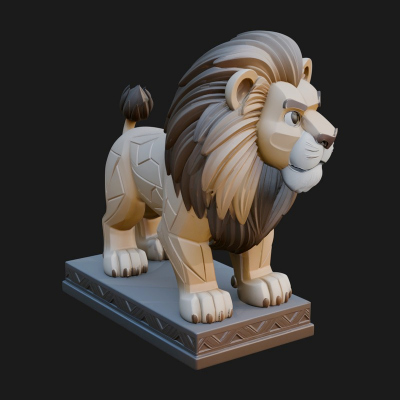 Cute Cartoon Lion Statue Design 4 3D Print Model