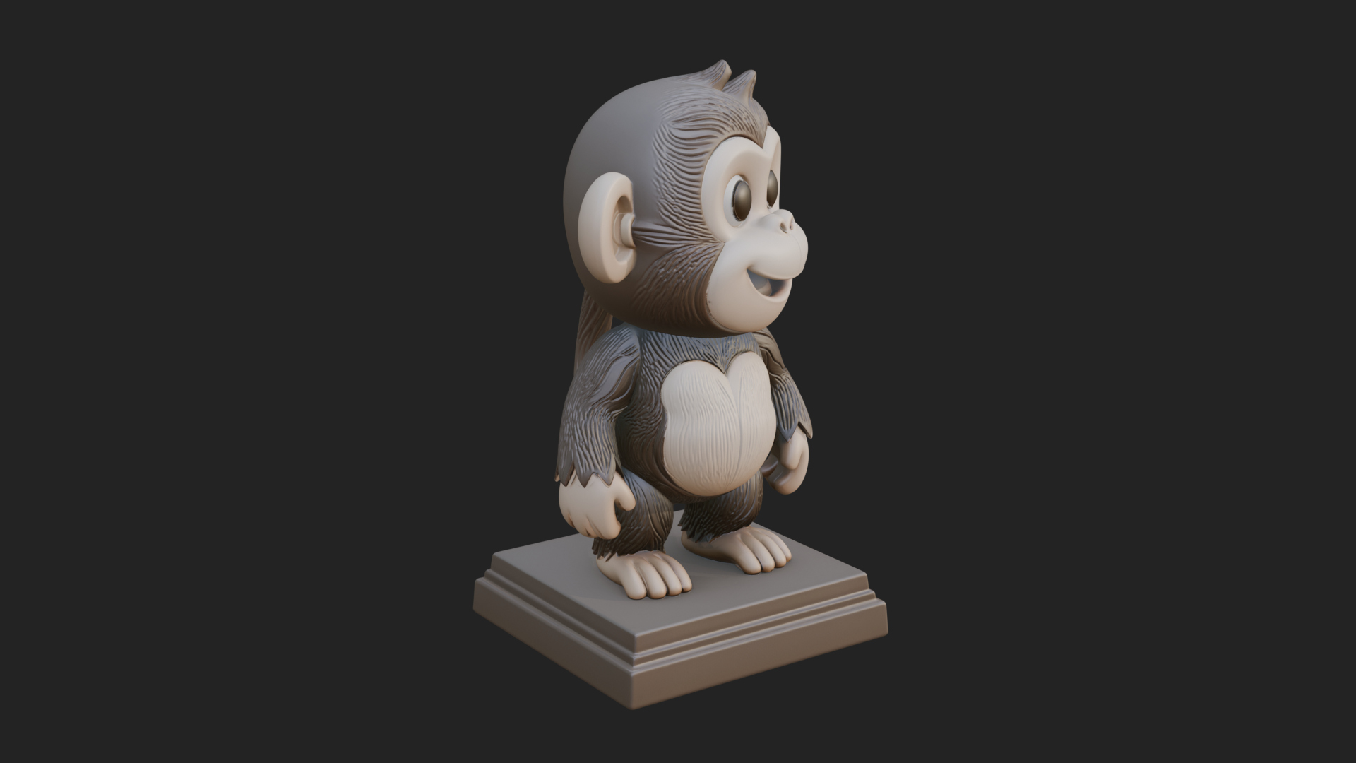 Cute Cartoon Monkey Statue Design 1 3D Print Model 3D Model