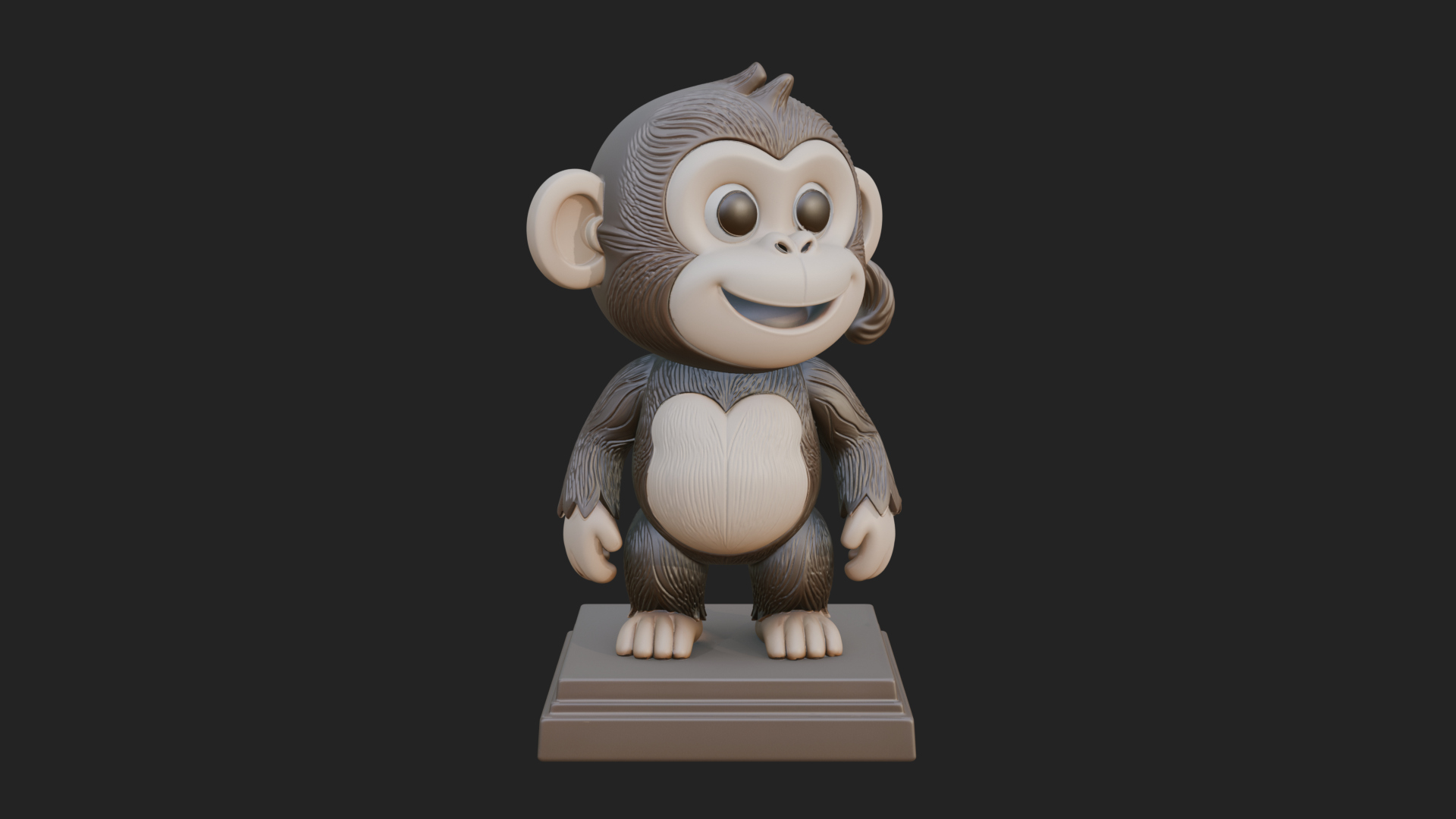 Cute Cartoon Monkey Statue Design 1 3D Print Model 3D Model