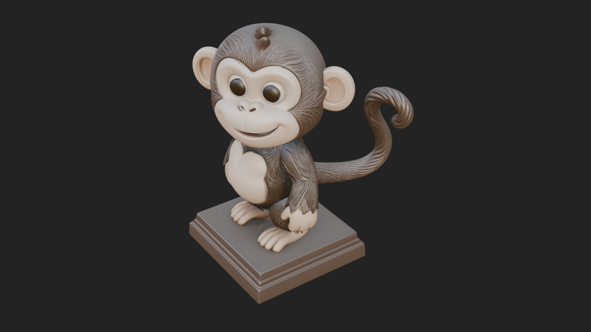 Cute Cartoon Monkey Statue Design 1 3D Print Model 3D Model