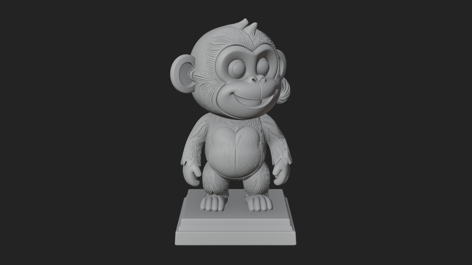 Cute Cartoon Monkey Statue Design 1 3D Print Model 3D Model