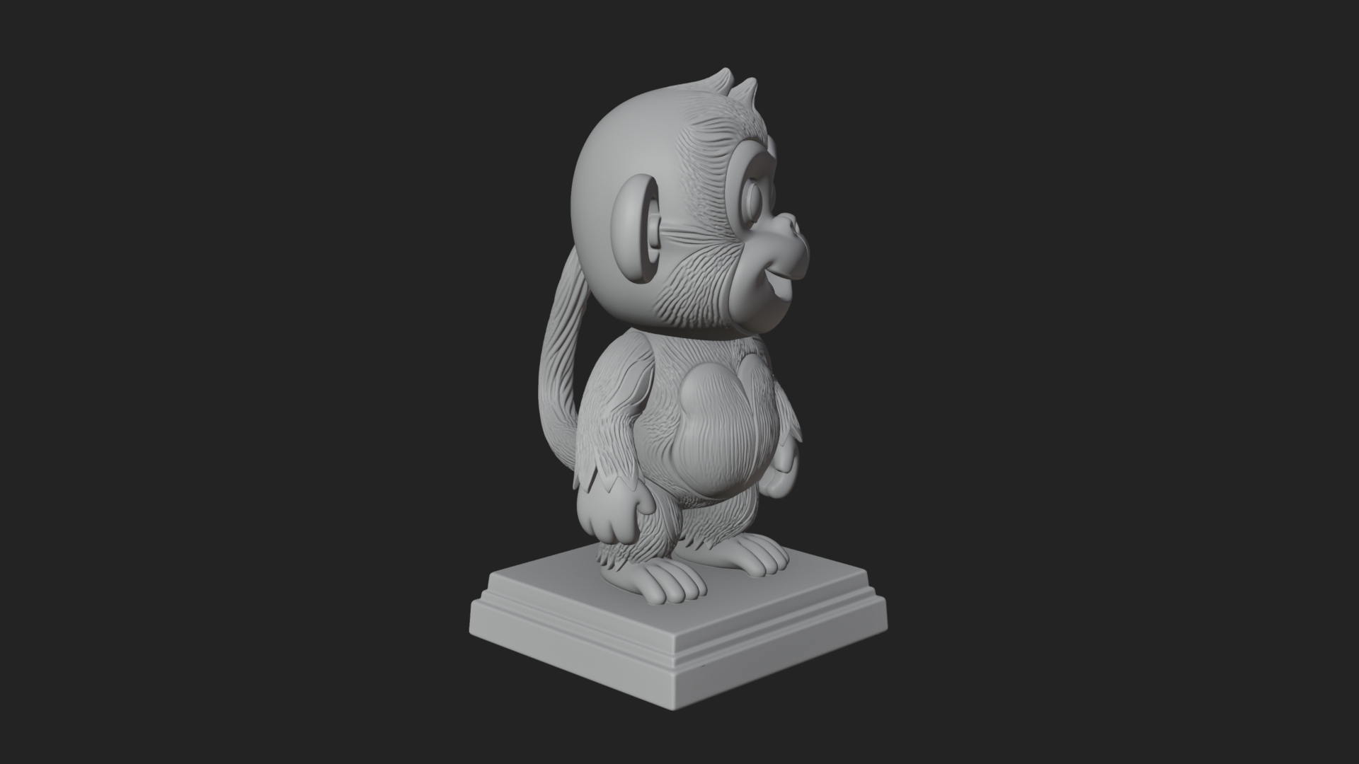 Cute Cartoon Monkey Statue Design 1 3D Print Model 3D Model