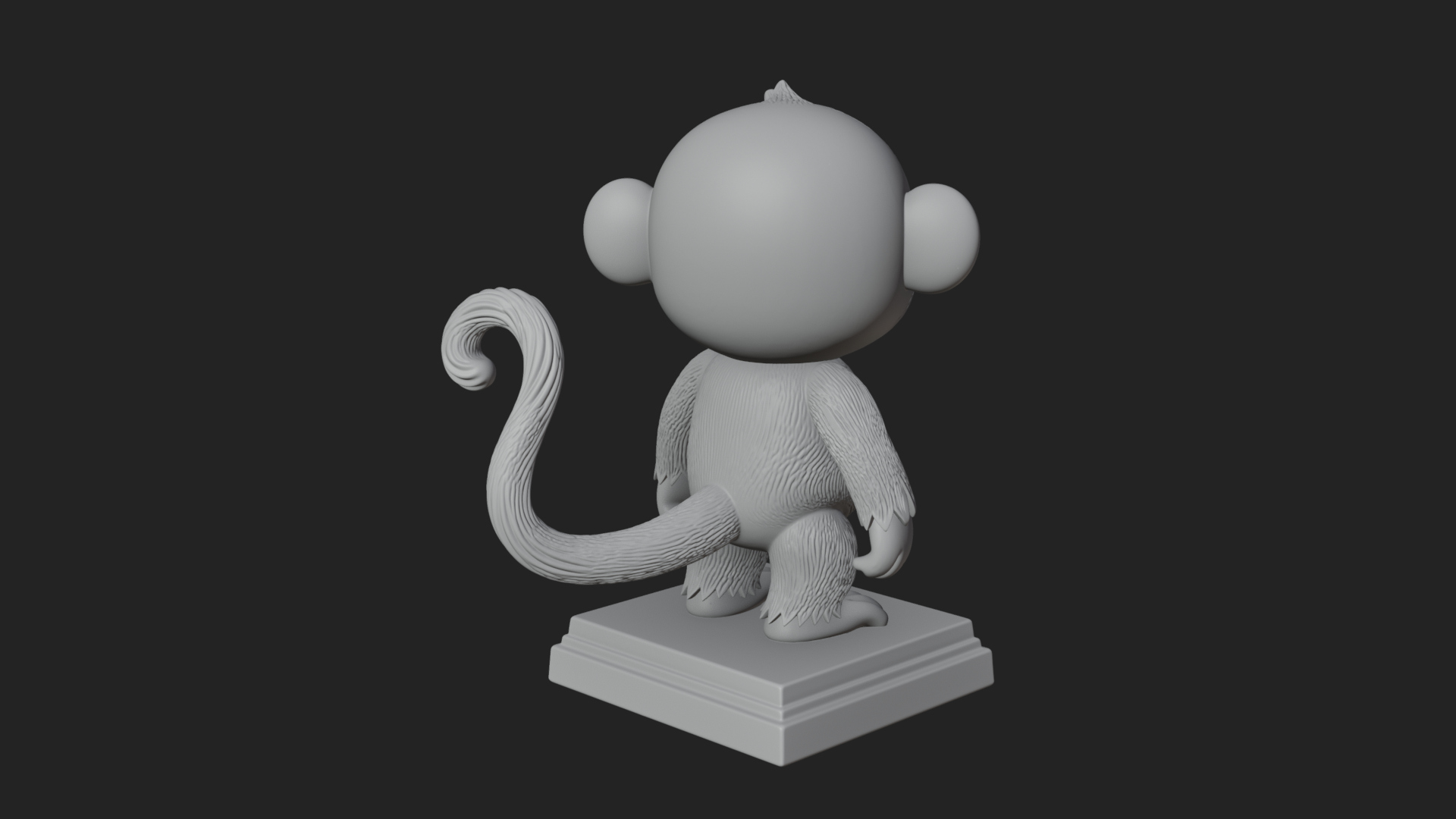 Cute Cartoon Monkey Statue Design 1 3D Print Model 3D Model