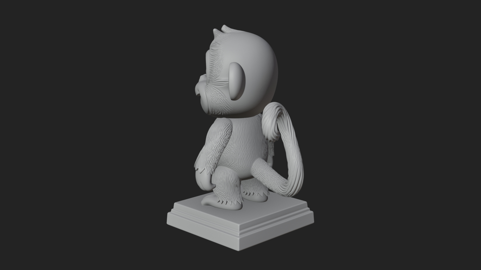 Cute Cartoon Monkey Statue Design 1 3D Print Model 3D Model