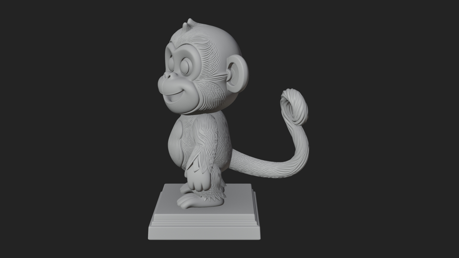 Cute Cartoon Monkey Statue Design 1 3D Print Model 3D Model