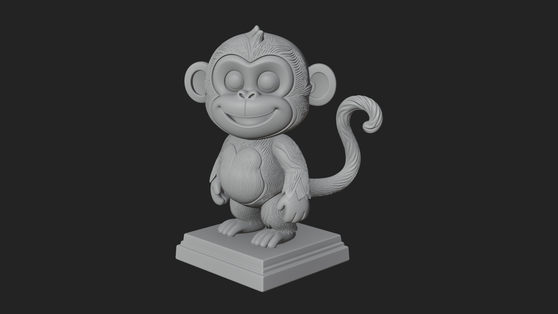 Cute Cartoon Monkey Statue Design 1 3D Print Model 3D Model