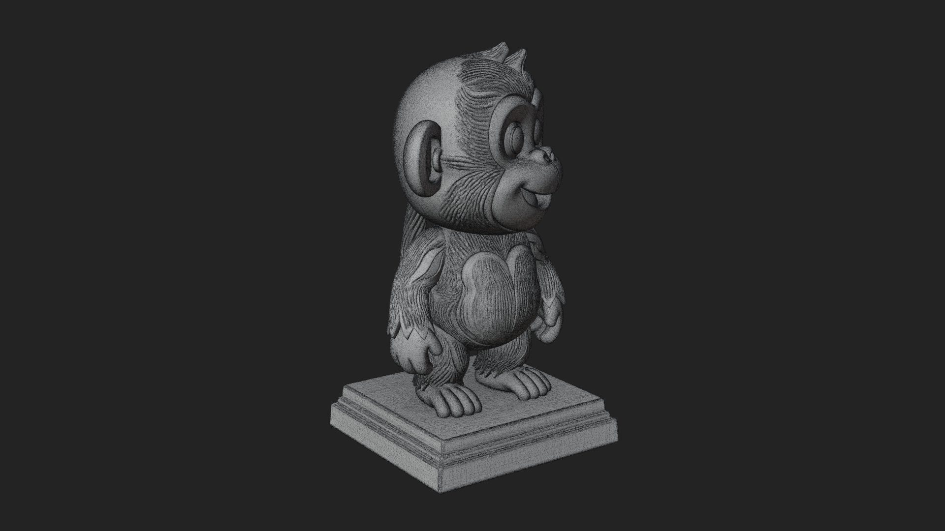 Cute Cartoon Monkey Statue Design 1 3D Print Model 3D Model