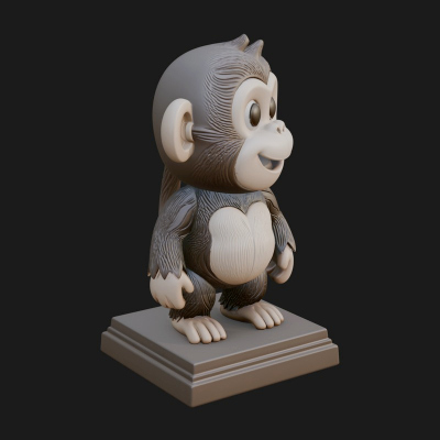 Cute Cartoon Monkey Statue Design 1 3D Print Model