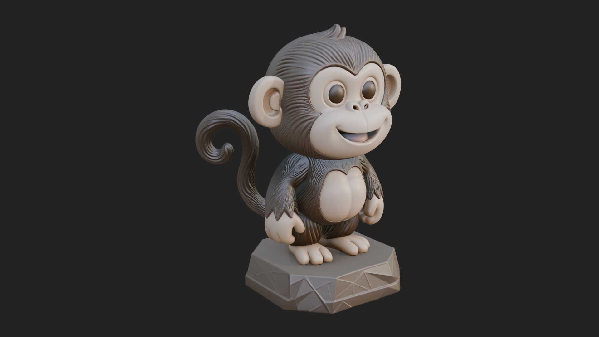 Cute Cartoon Monkey Statue Design 2 3D Print Model 3D Model