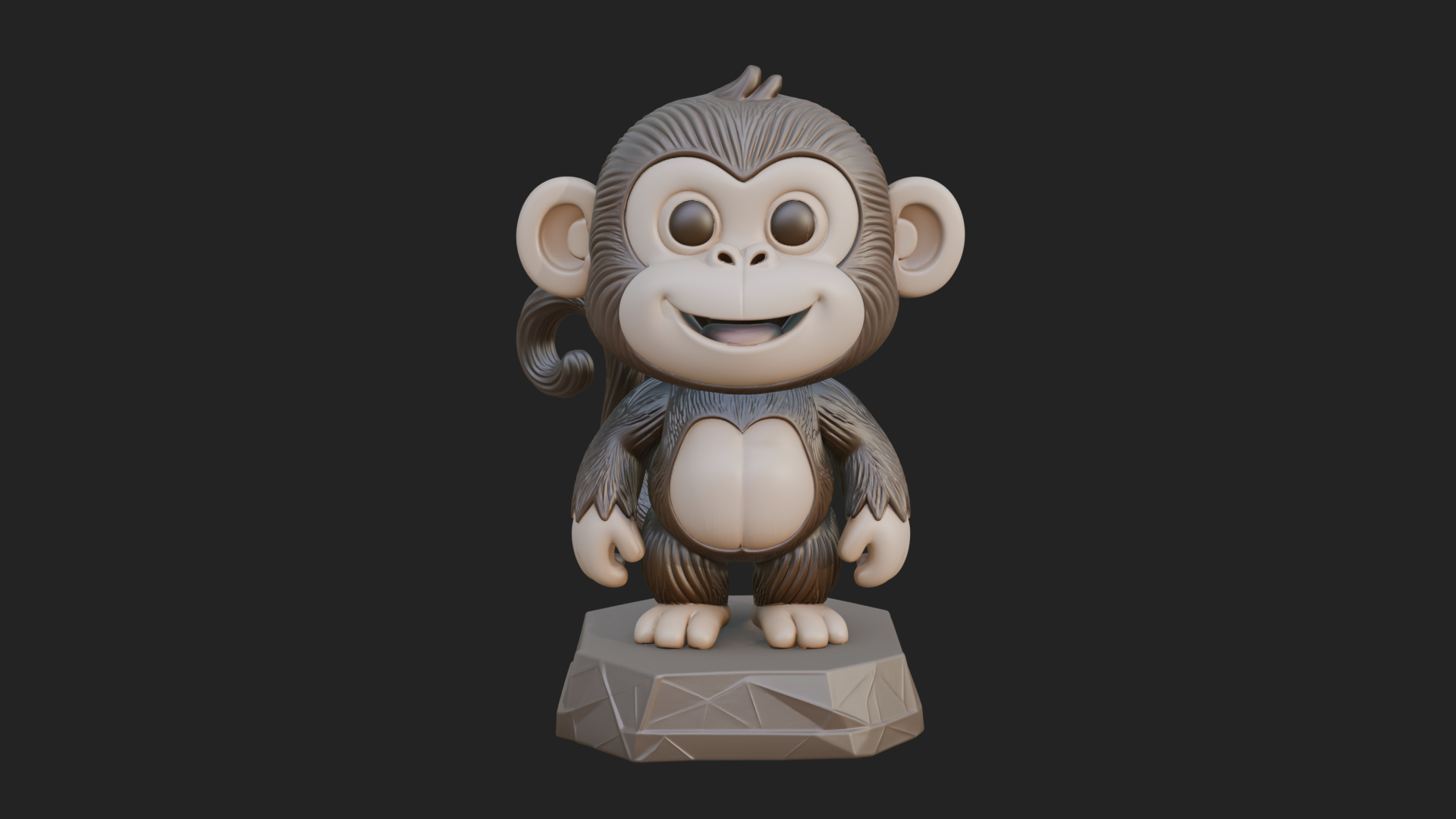Cute Cartoon Monkey Statue Design 2 3D Print Model 3D Model