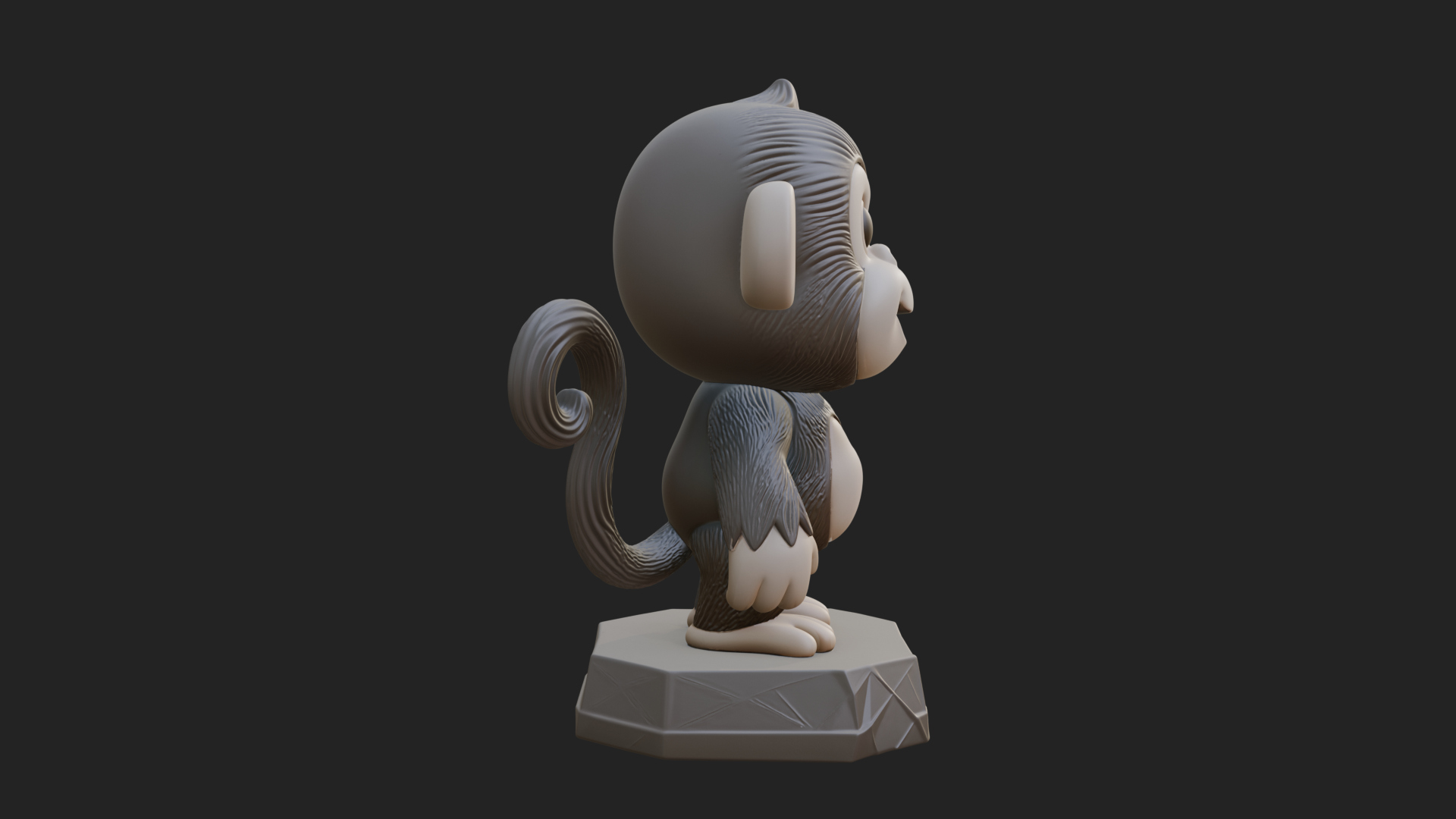 Cute Cartoon Monkey Statue Design 2 3D Print Model 3D Model
