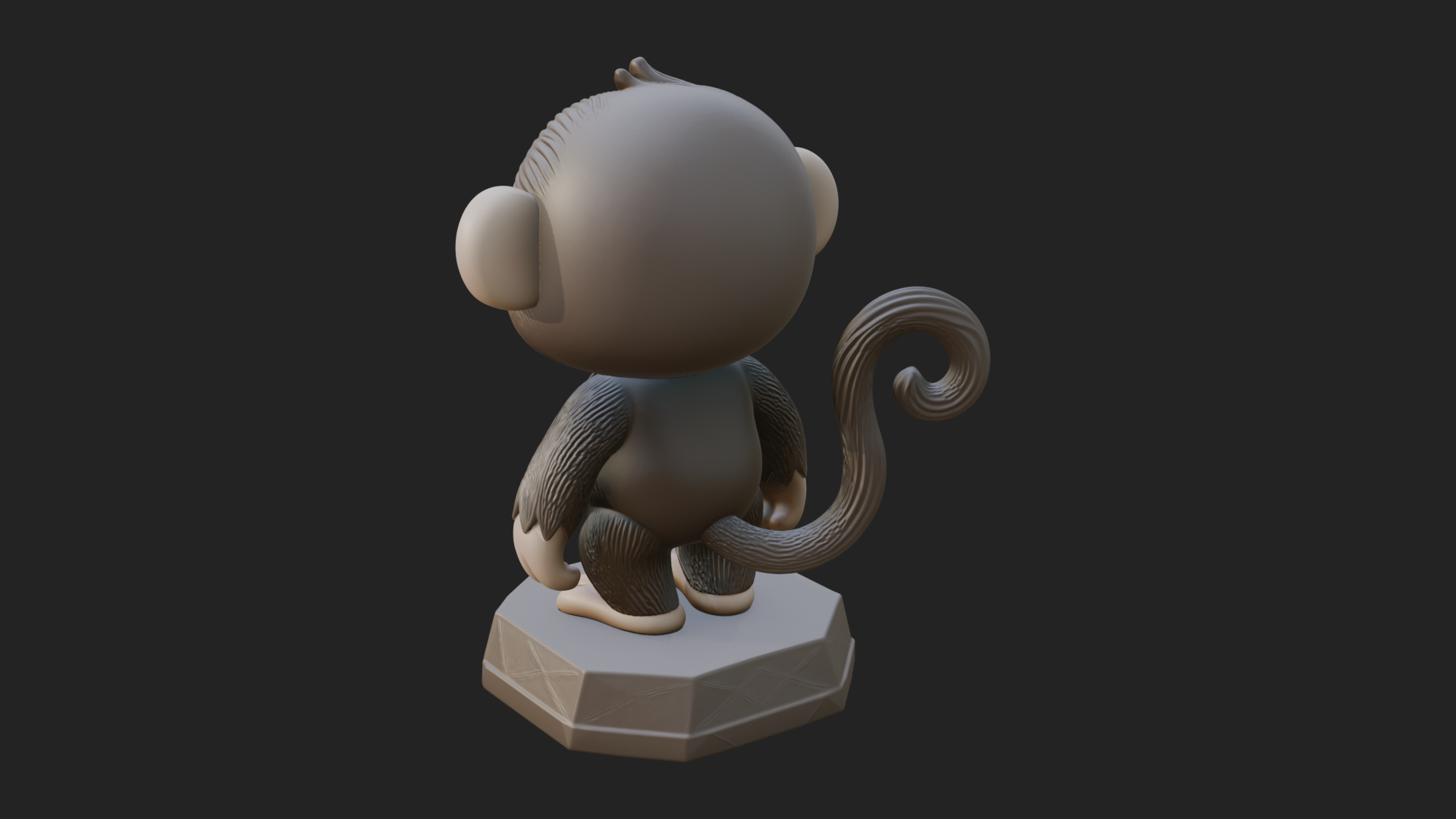 Cute Cartoon Monkey Statue Design 2 3D Print Model 3D Model