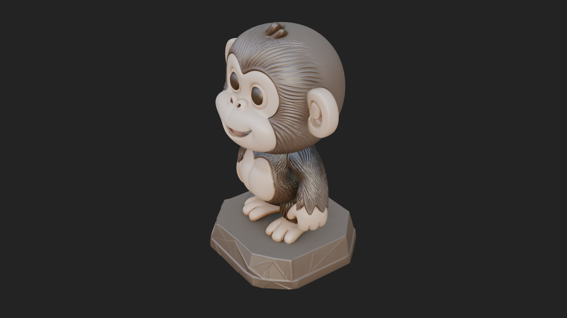 Cute Cartoon Monkey Statue Design 2 3D Print Model 3D Model