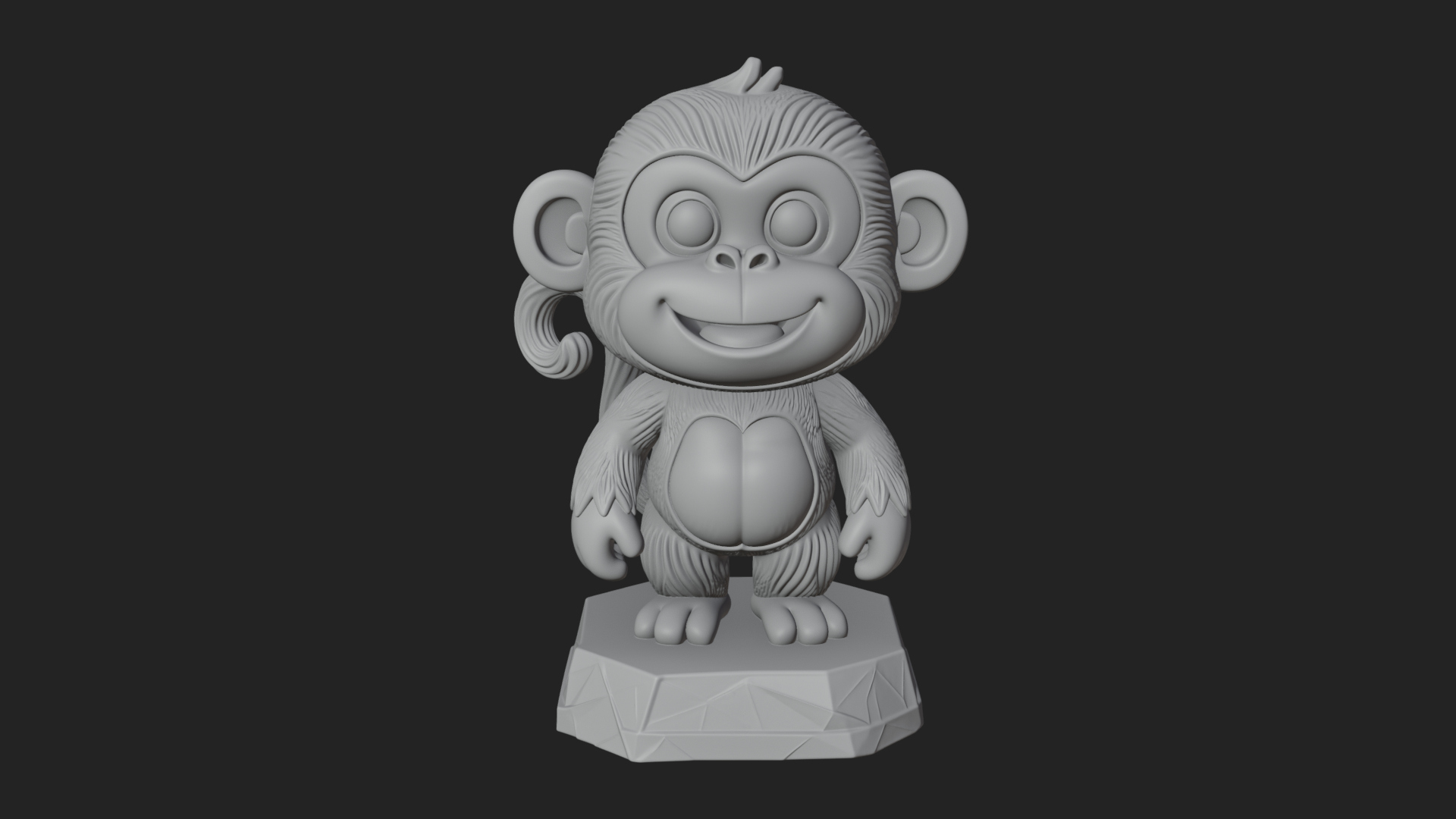 Cute Cartoon Monkey Statue Design 2 3D Print Model 3D Model