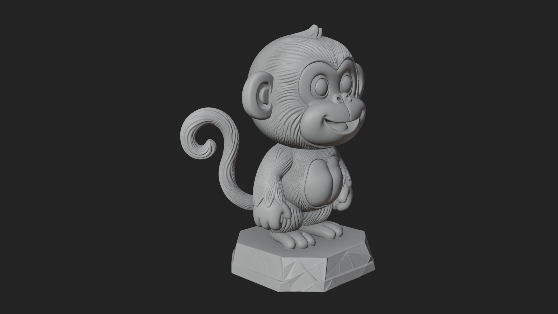 Cute Cartoon Monkey Statue Design 2 3D Print Model 3D Model