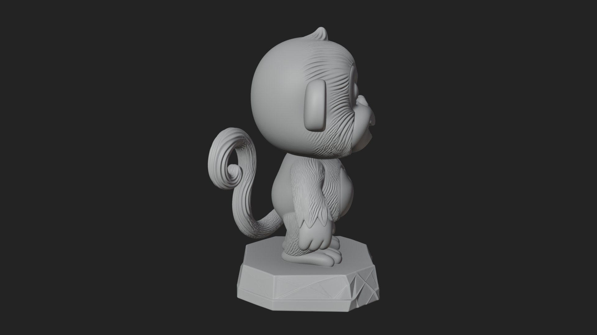 Cute Cartoon Monkey Statue Design 2 3D Print Model 3D Model