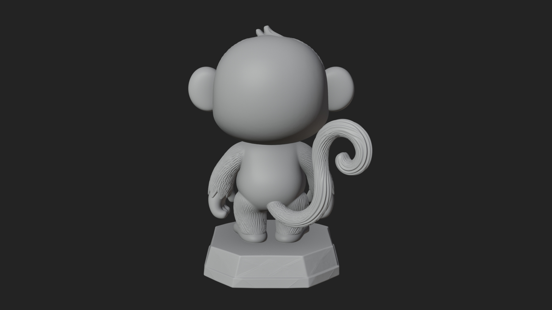 Cute Cartoon Monkey Statue Design 2 3D Print Model 3D Model