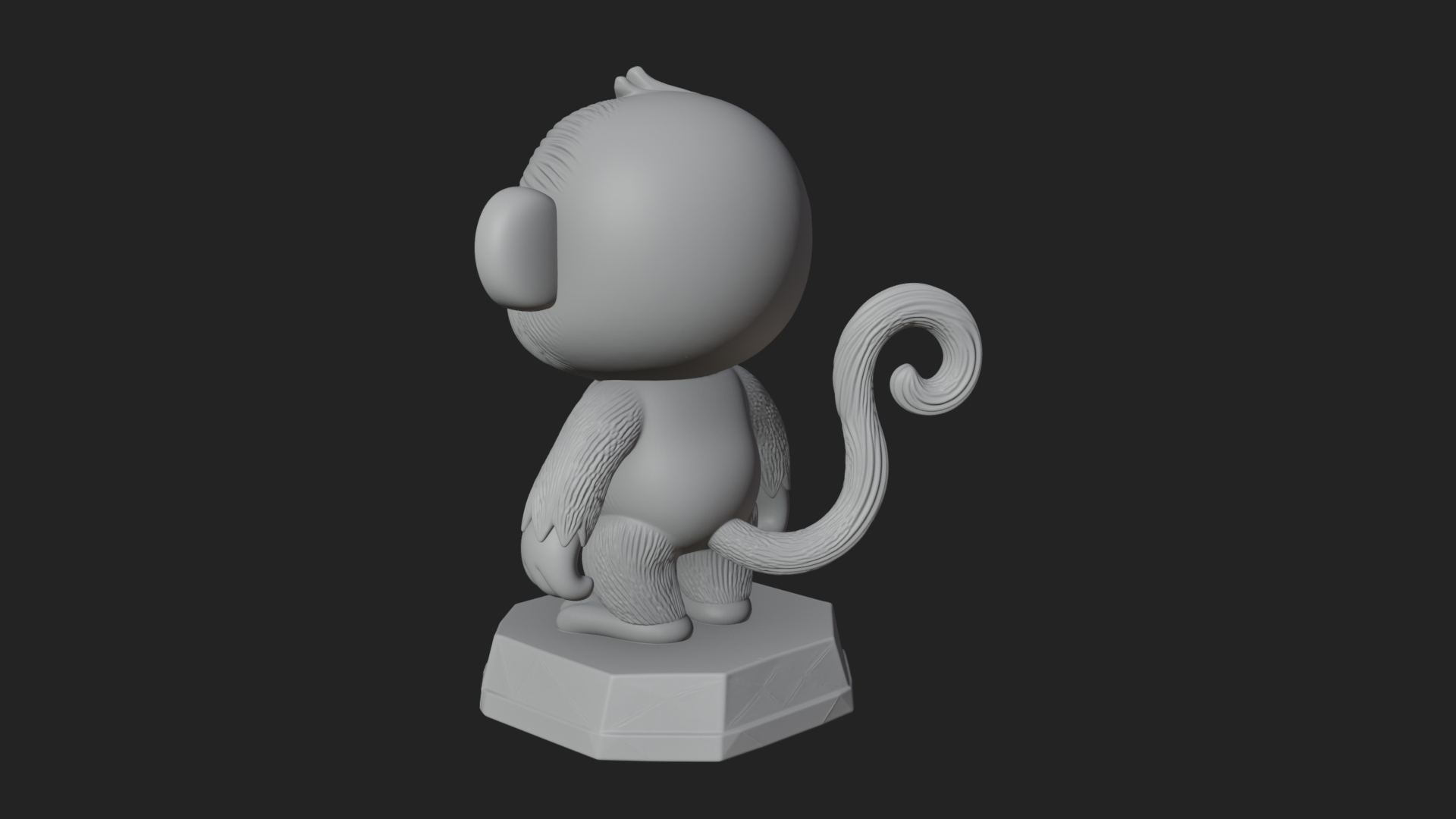 Cute Cartoon Monkey Statue Design 2 3D Print Model 3D Model