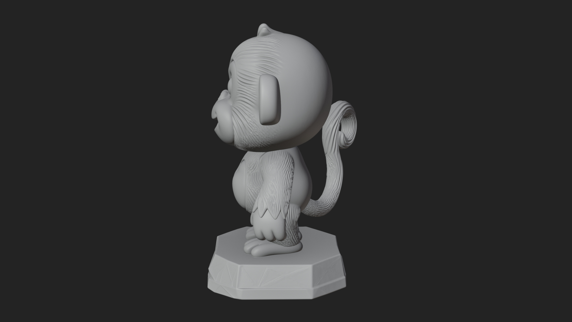 Cute Cartoon Monkey Statue Design 2 3D Print Model 3D Model