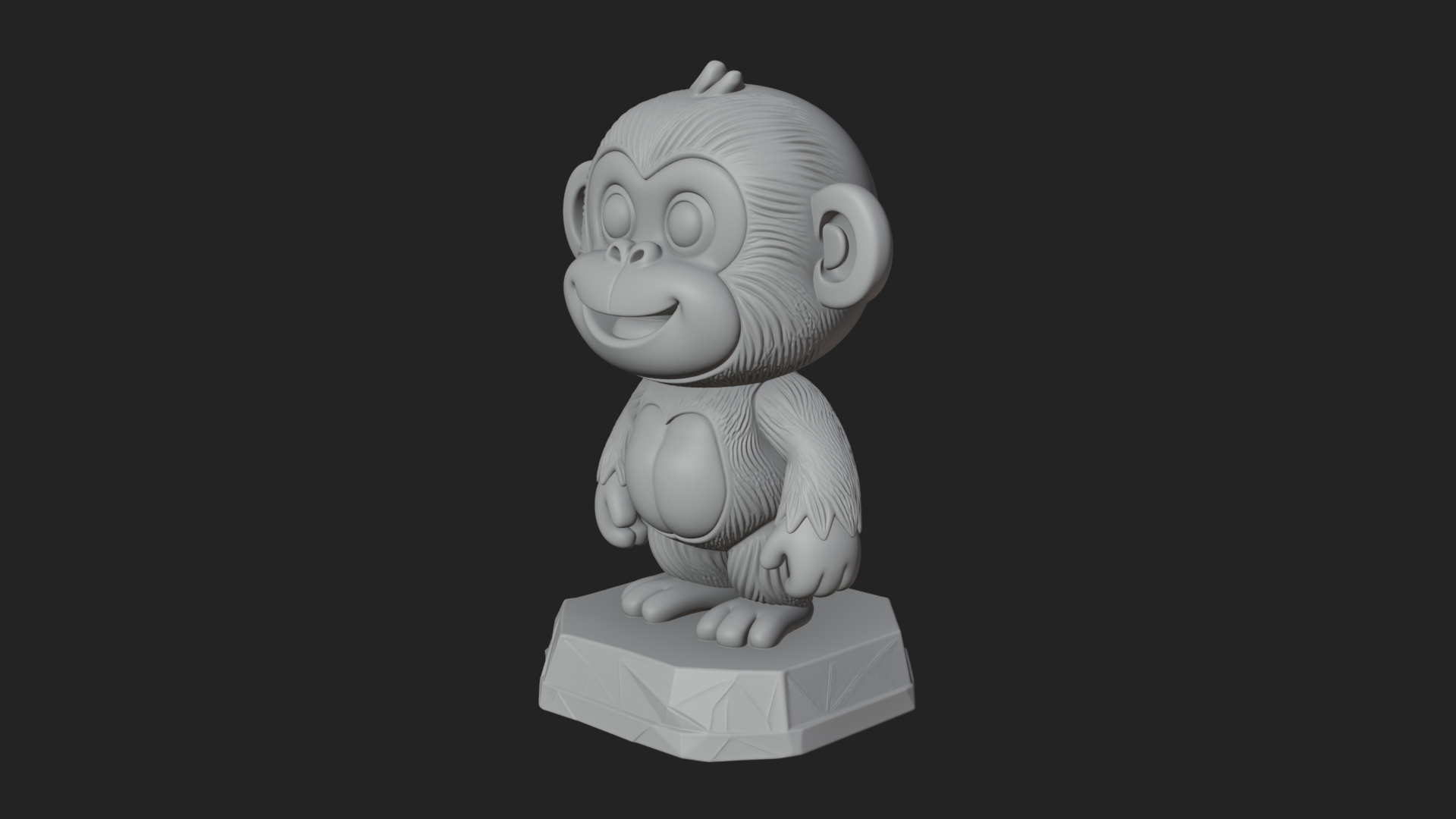 Cute Cartoon Monkey Statue Design 2 3D Print Model 3D Model