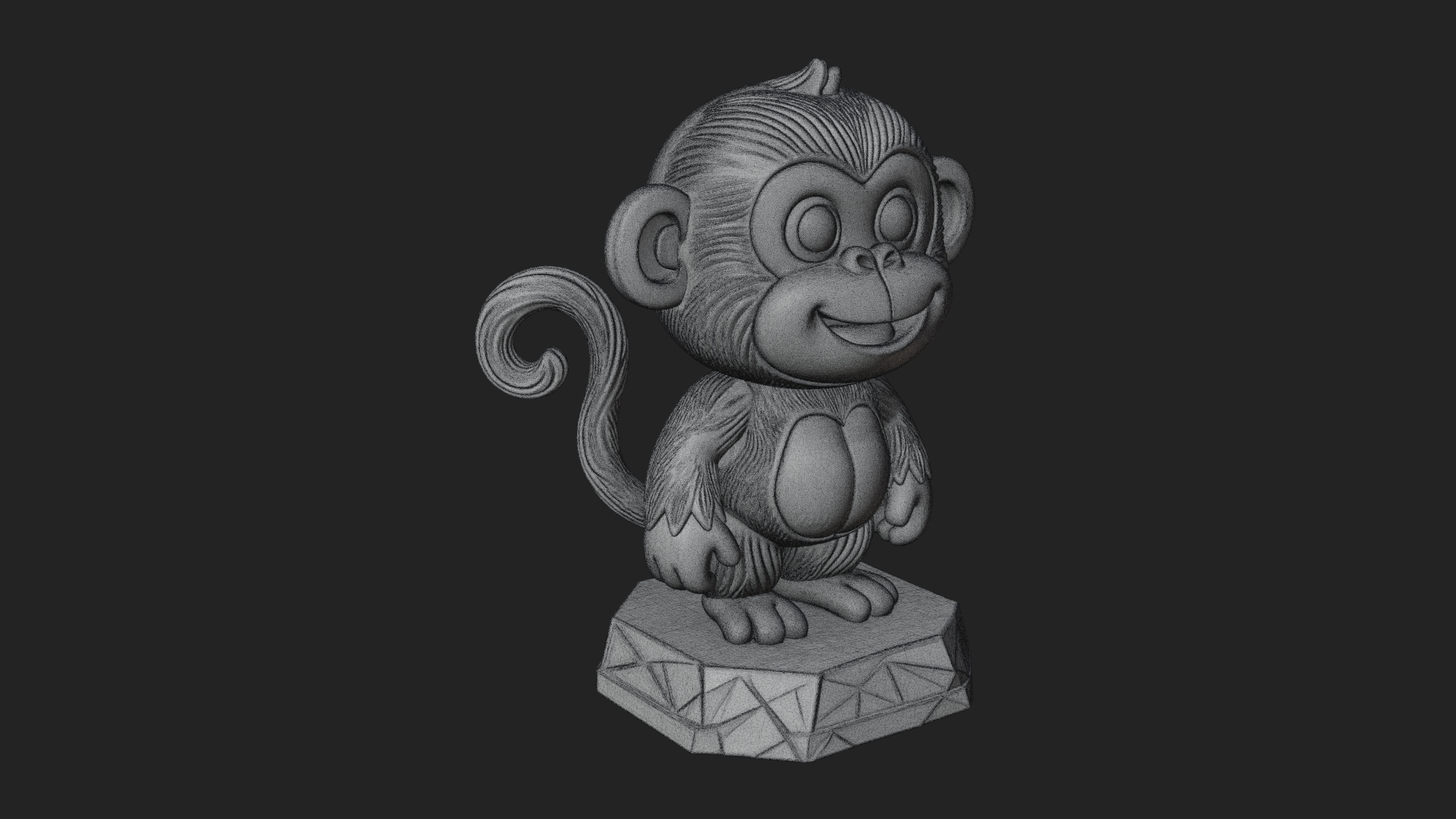 Cute Cartoon Monkey Statue Design 2 3D Print Model 3D Model