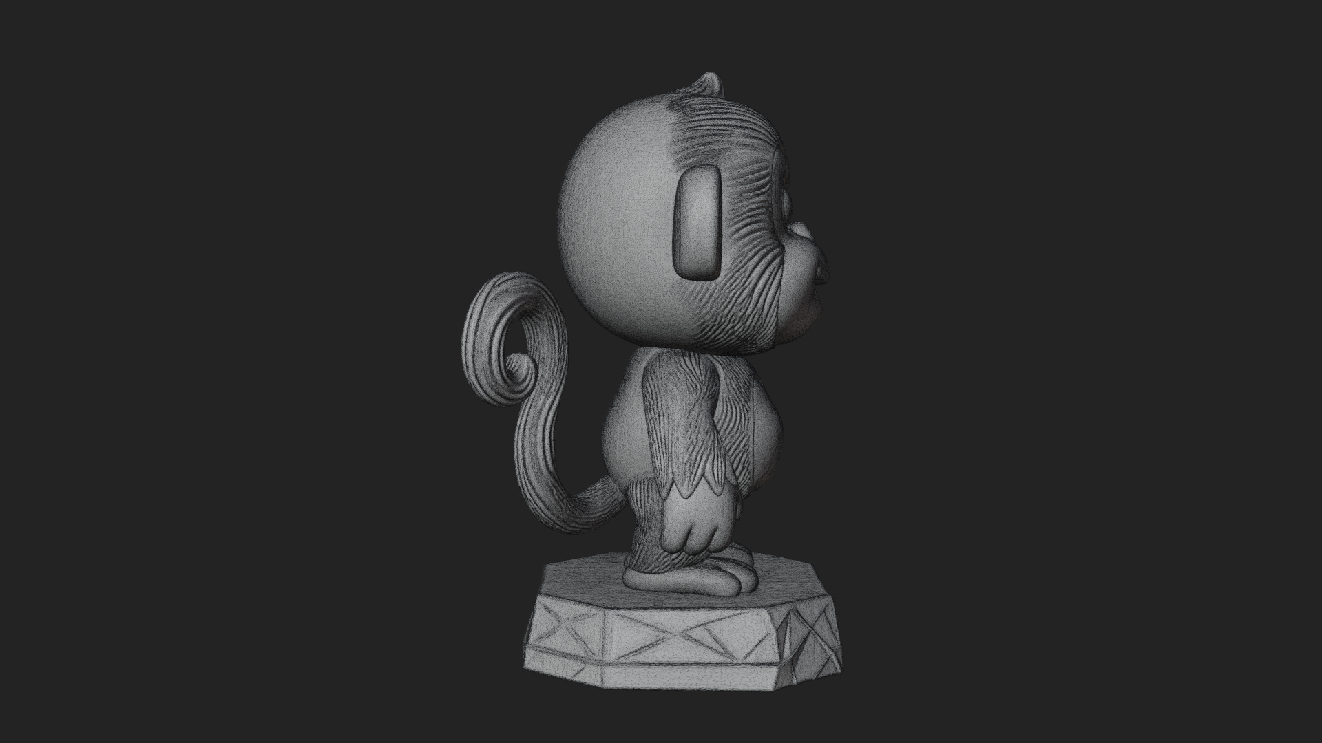 Cute Cartoon Monkey Statue Design 2 3D Print Model 3D Model