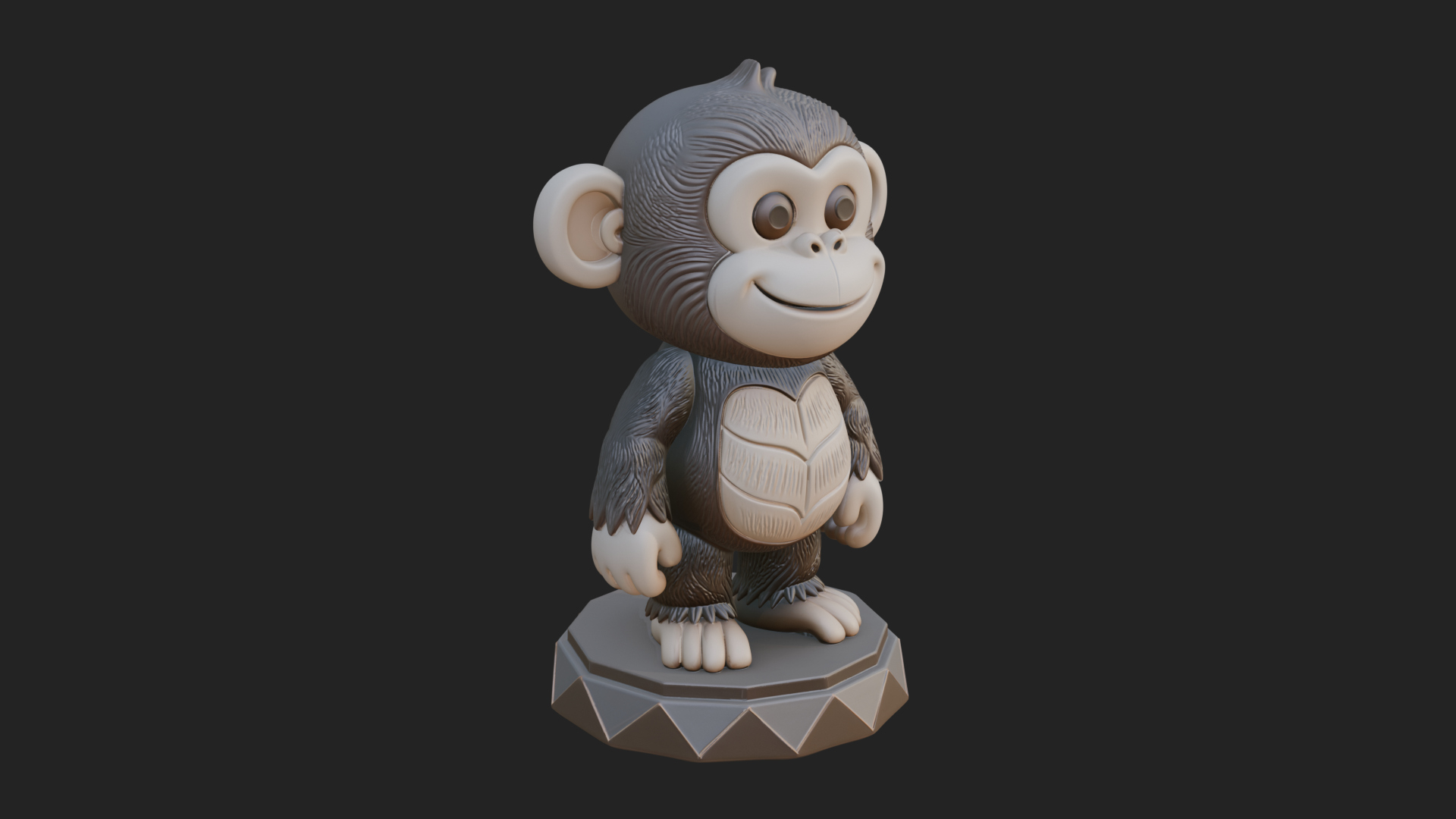Cute Cartoon Monkey Statue Design 3 3D Print Model 3D Model