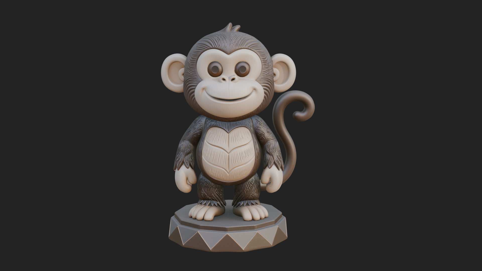 Cute Cartoon Monkey Statue Design 3 3D Print Model 3D Model