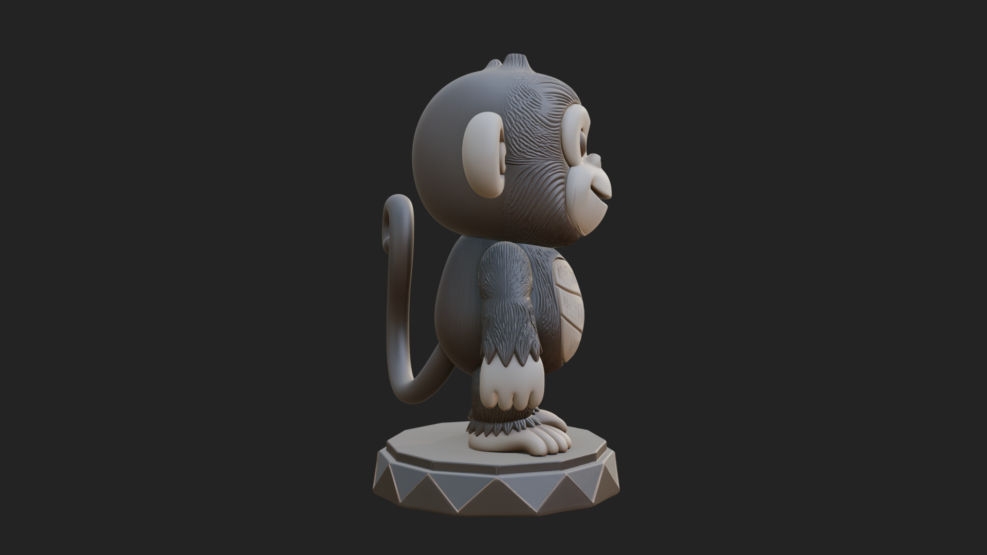 Cute Cartoon Monkey Statue Design 3 3D Print Model 3D Model