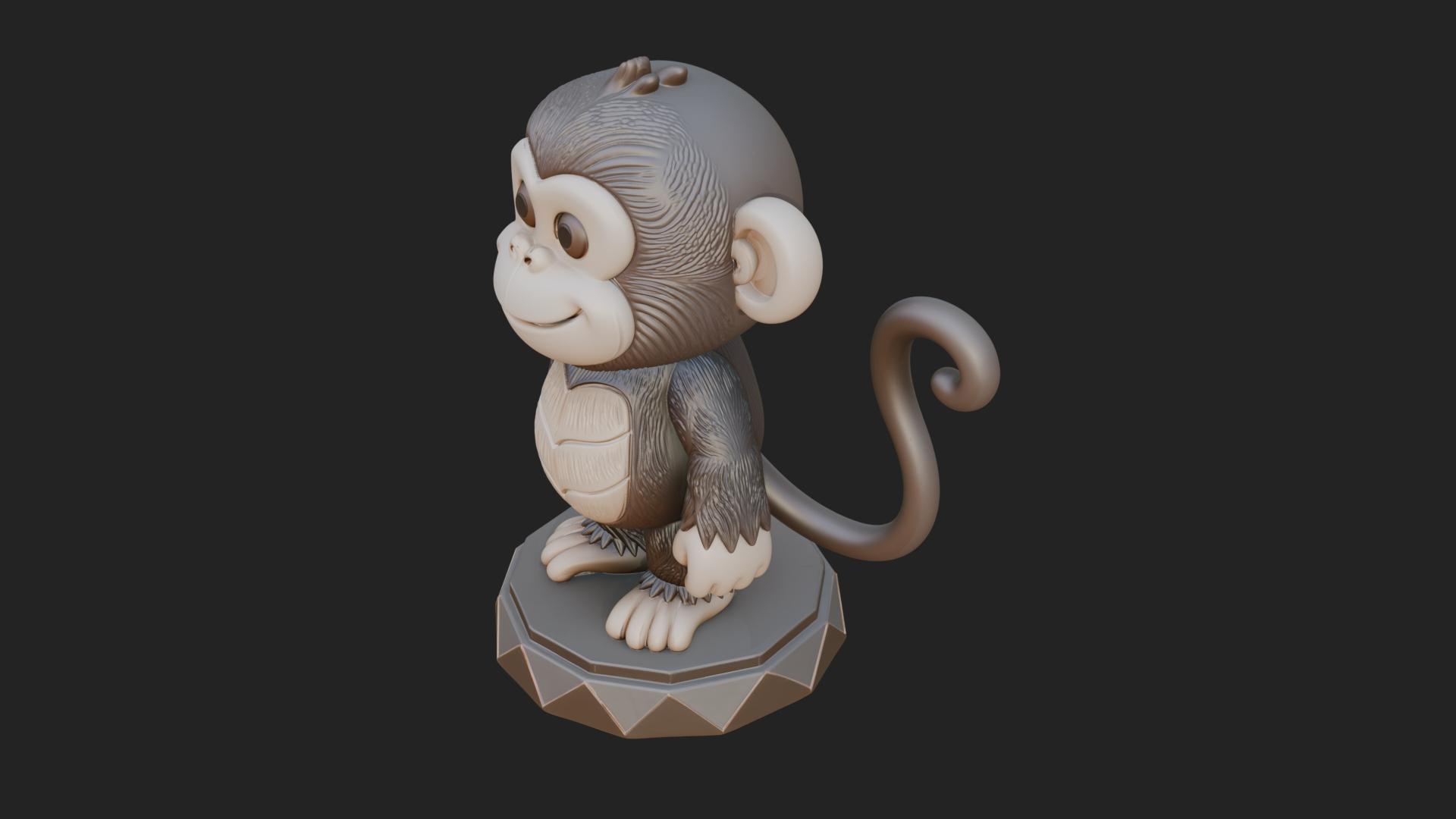 Cute Cartoon Monkey Statue Design 3 3D Print Model 3D Model