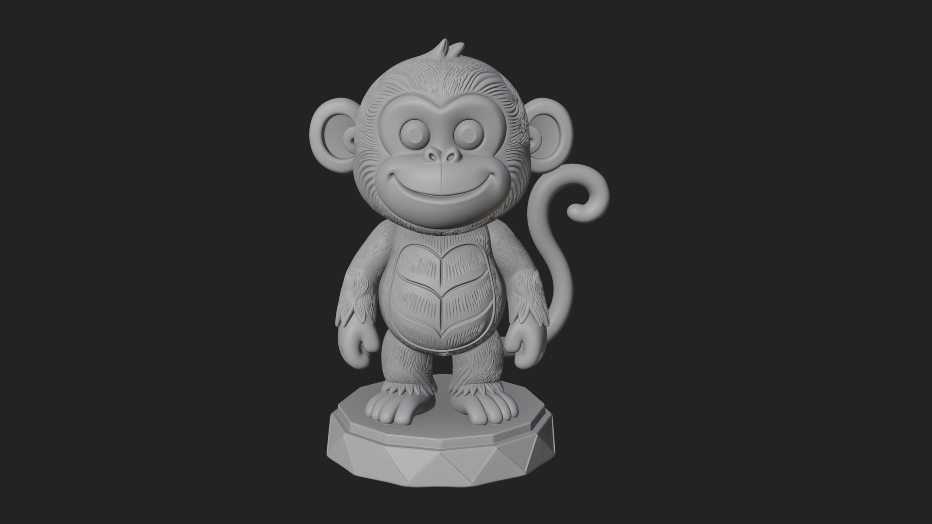 Cute Cartoon Monkey Statue Design 3 3D Print Model 3D Model