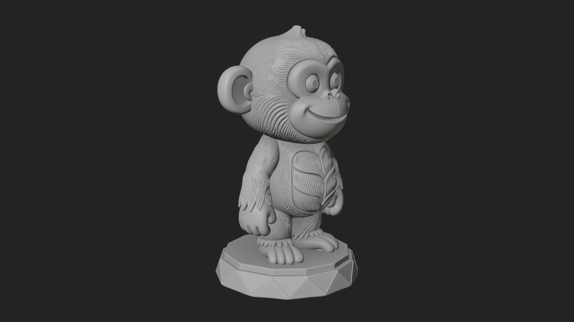 Cute Cartoon Monkey Statue Design 3 3D Print Model 3D Model