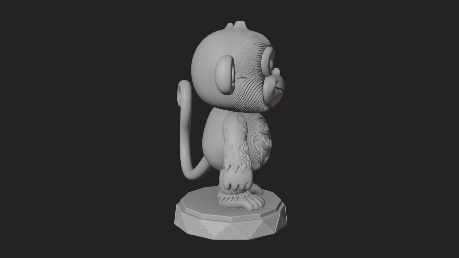 Cute Cartoon Monkey Statue Design 3 3D Print Model 3D Model