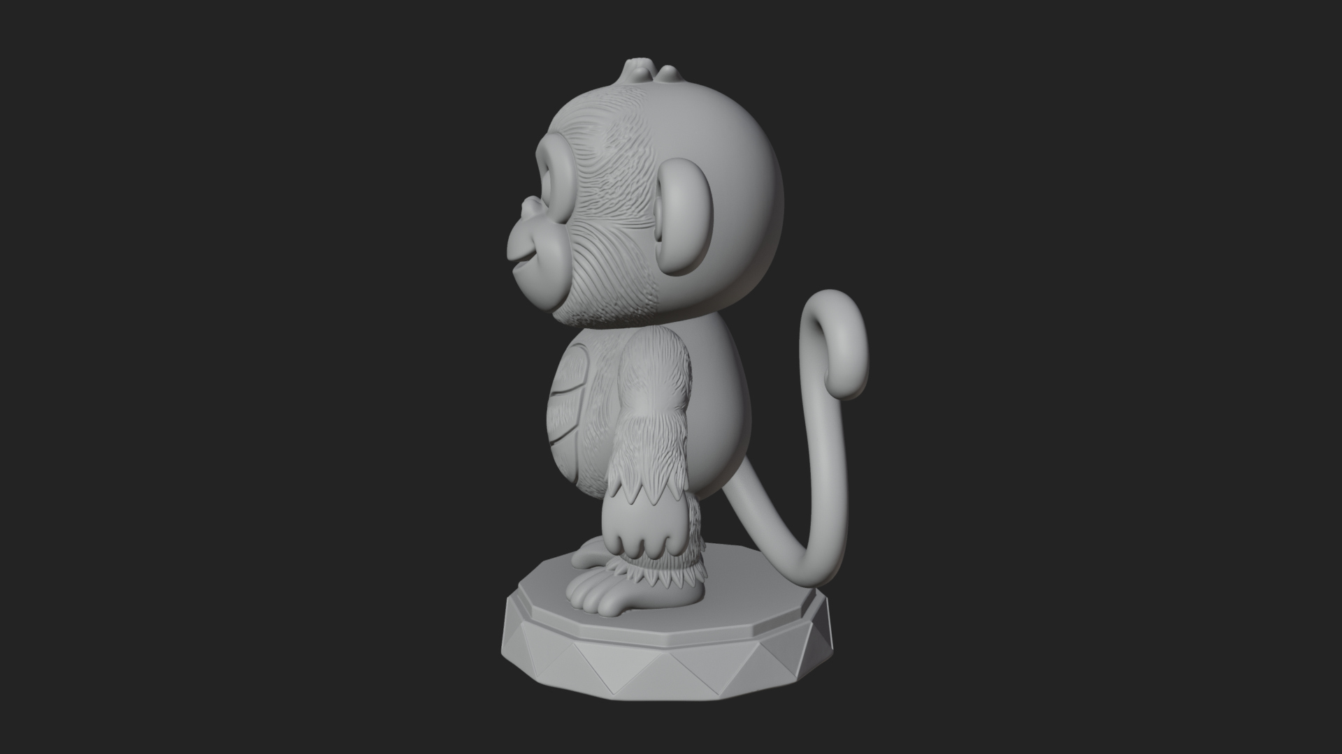Cute Cartoon Monkey Statue Design 3 3D Print Model 3D Model