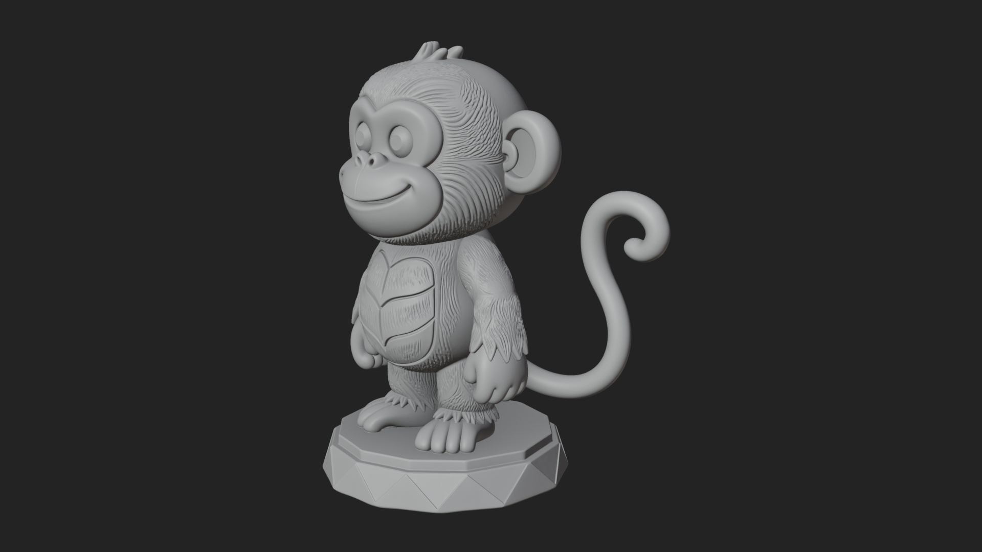 Cute Cartoon Monkey Statue Design 3 3D Print Model 3D Model