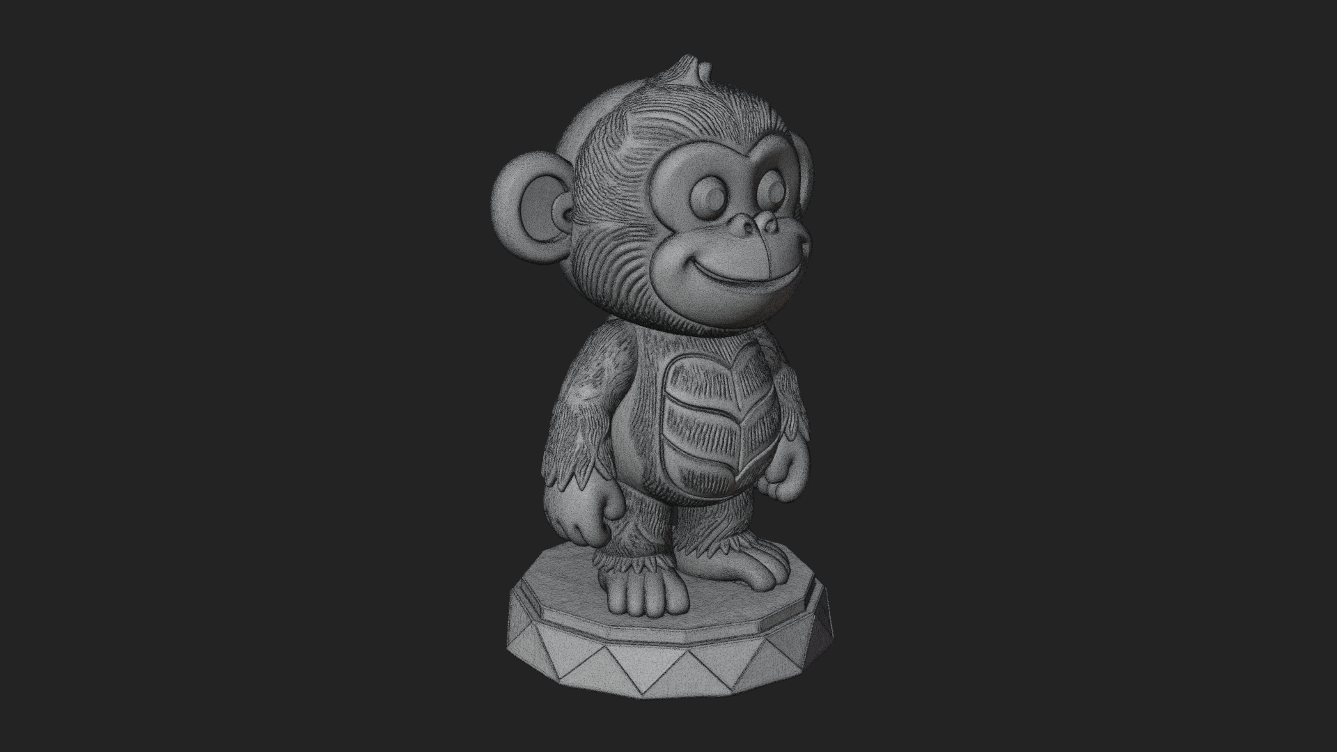 Cute Cartoon Monkey Statue Design 3 3D Print Model 3D Model
