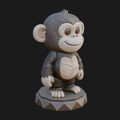 Cute Cartoon Monkey Statue Design 3 3D Print Model