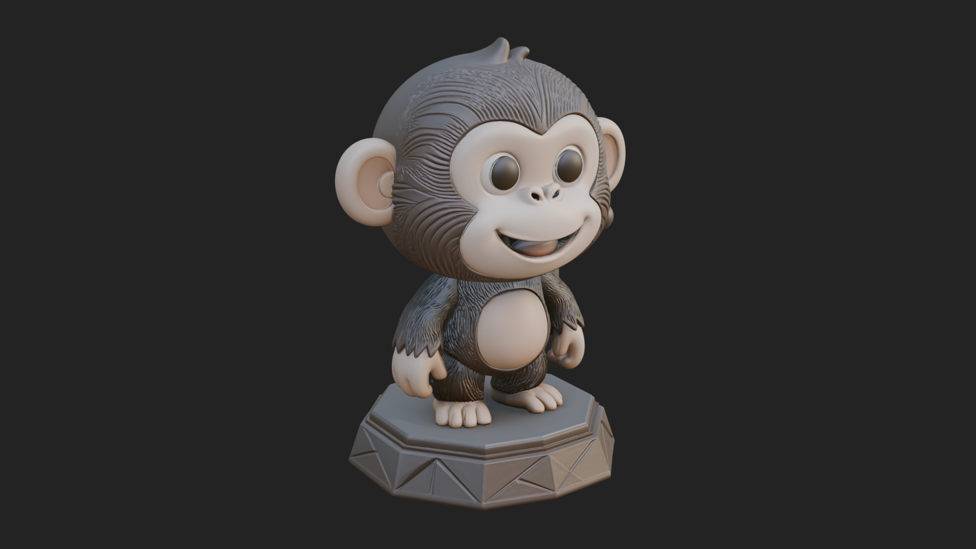 Cute Cartoon Monkey Statue Design 4 3D Print Model 3D Model