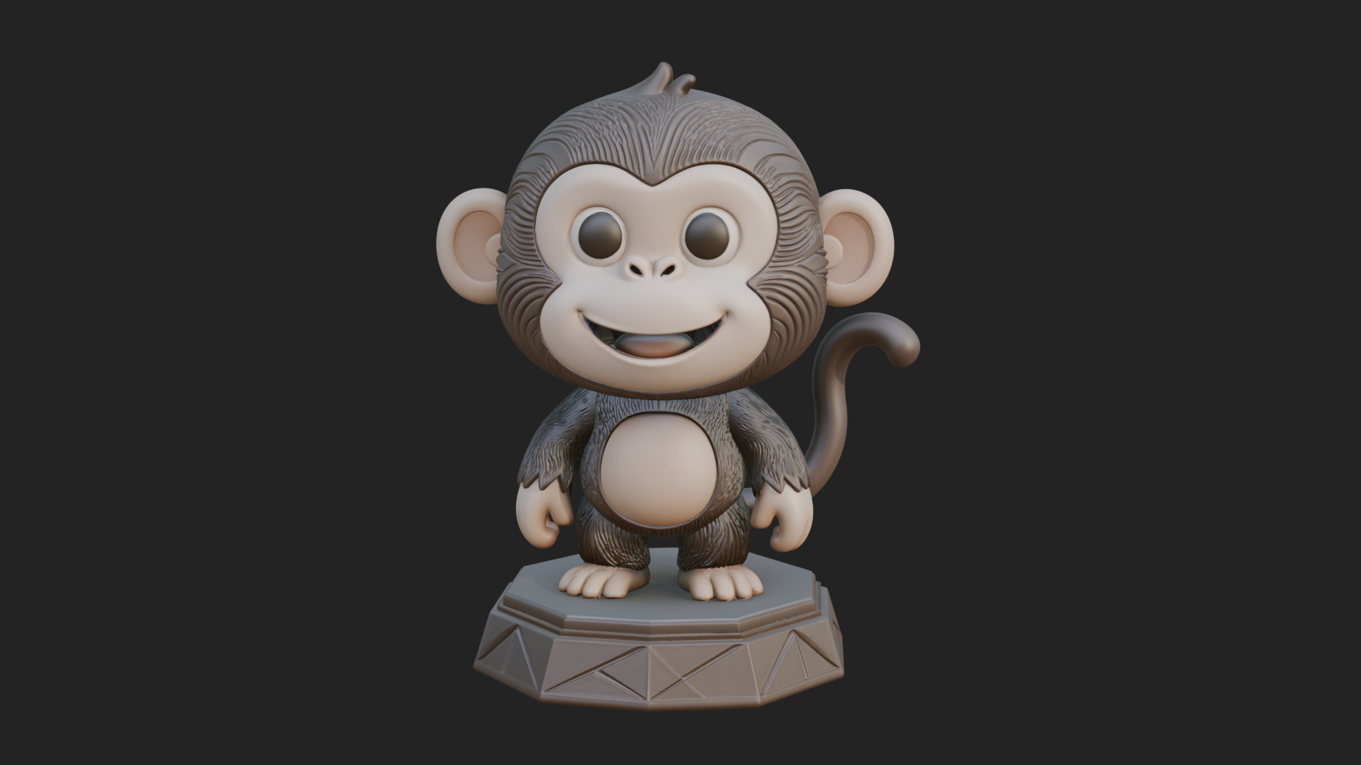 Cute Cartoon Monkey Statue Design 4 3D Print Model 3D Model
