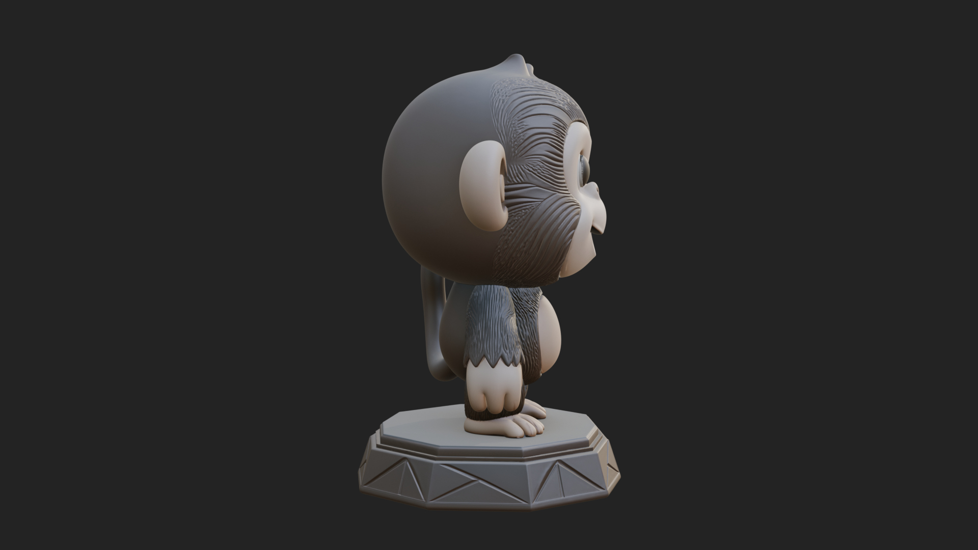 Cute Cartoon Monkey Statue Design 4 3D Print Model 3D Model