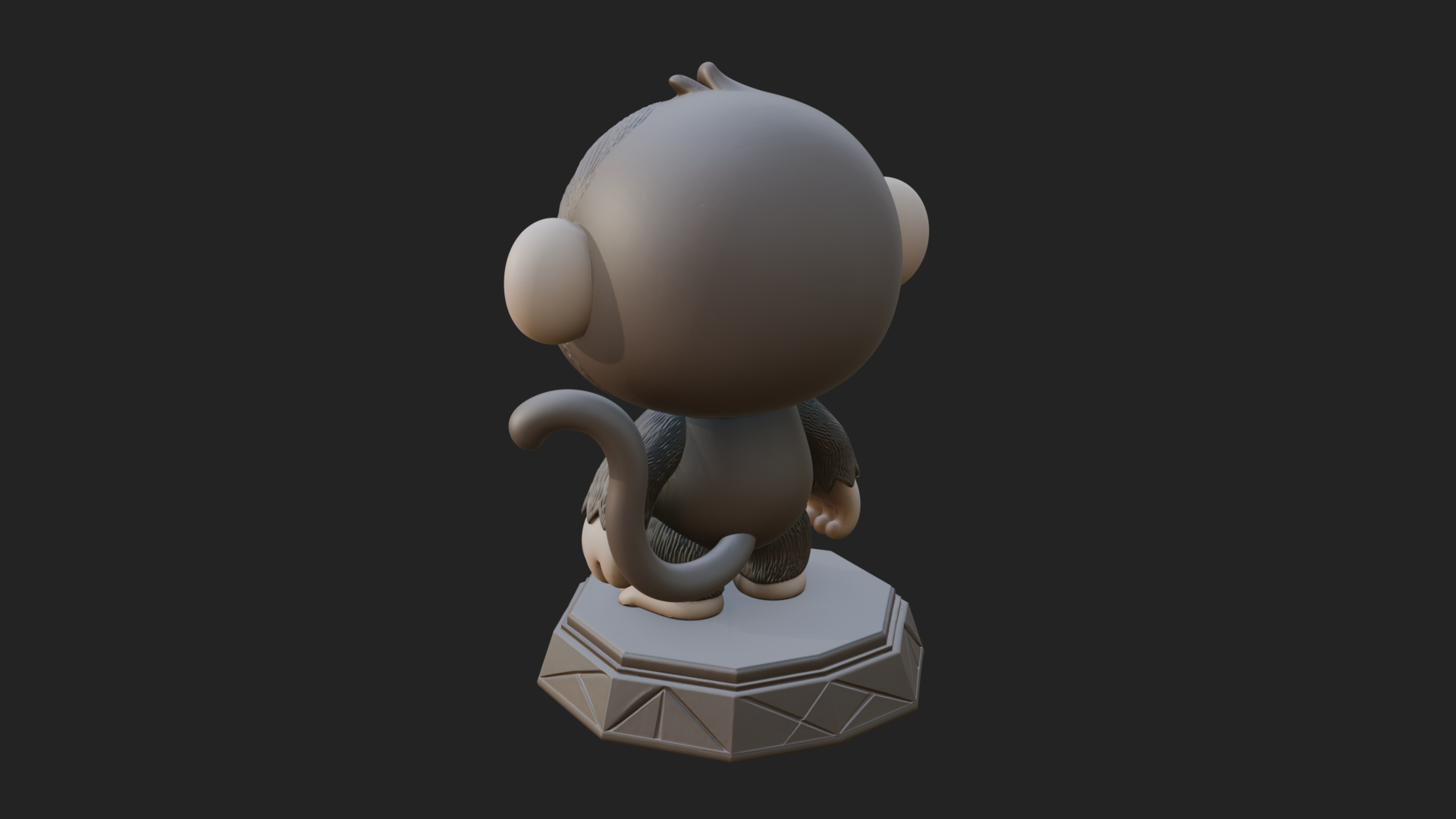 Cute Cartoon Monkey Statue Design 4 3D Print Model 3D Model
