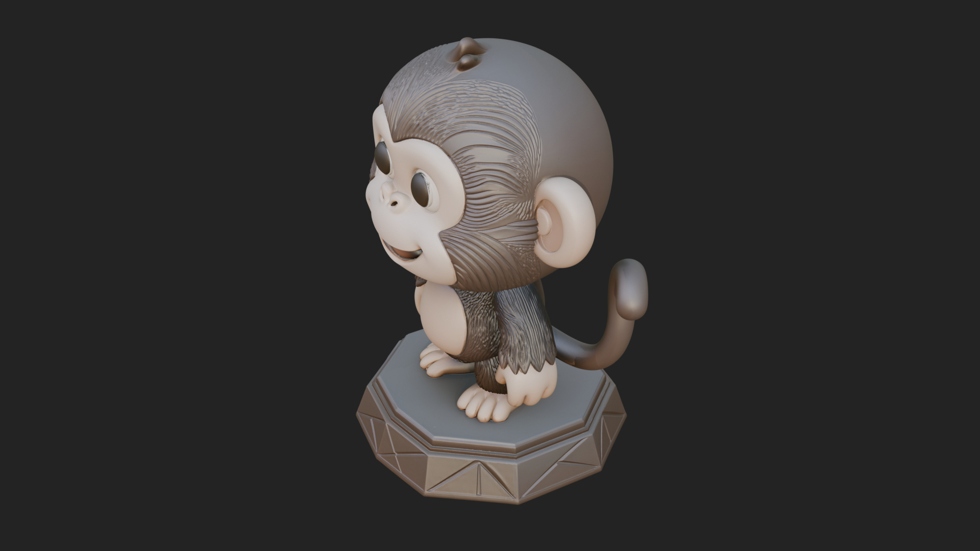 Cute Cartoon Monkey Statue Design 4 3D Print Model 3D Model
