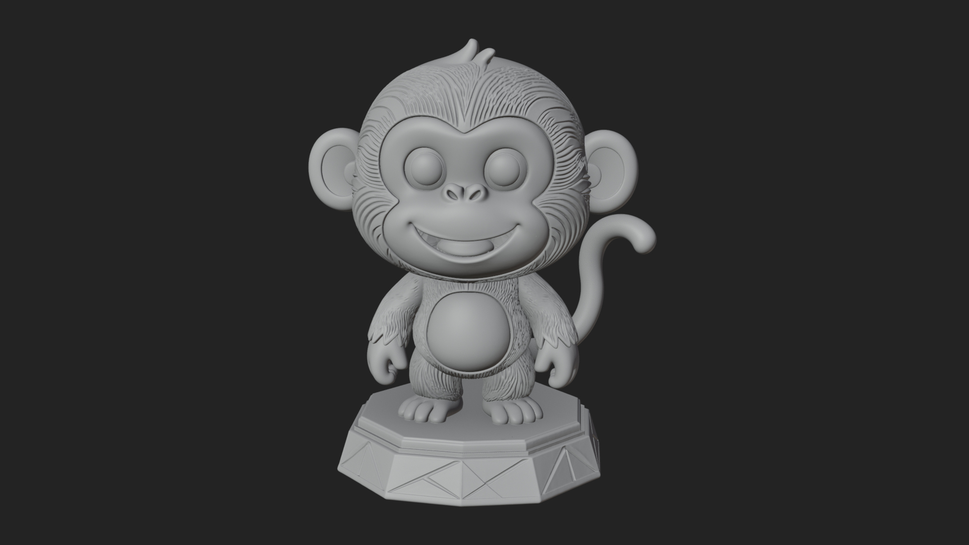 Cute Cartoon Monkey Statue Design 4 3D Print Model 3D Model