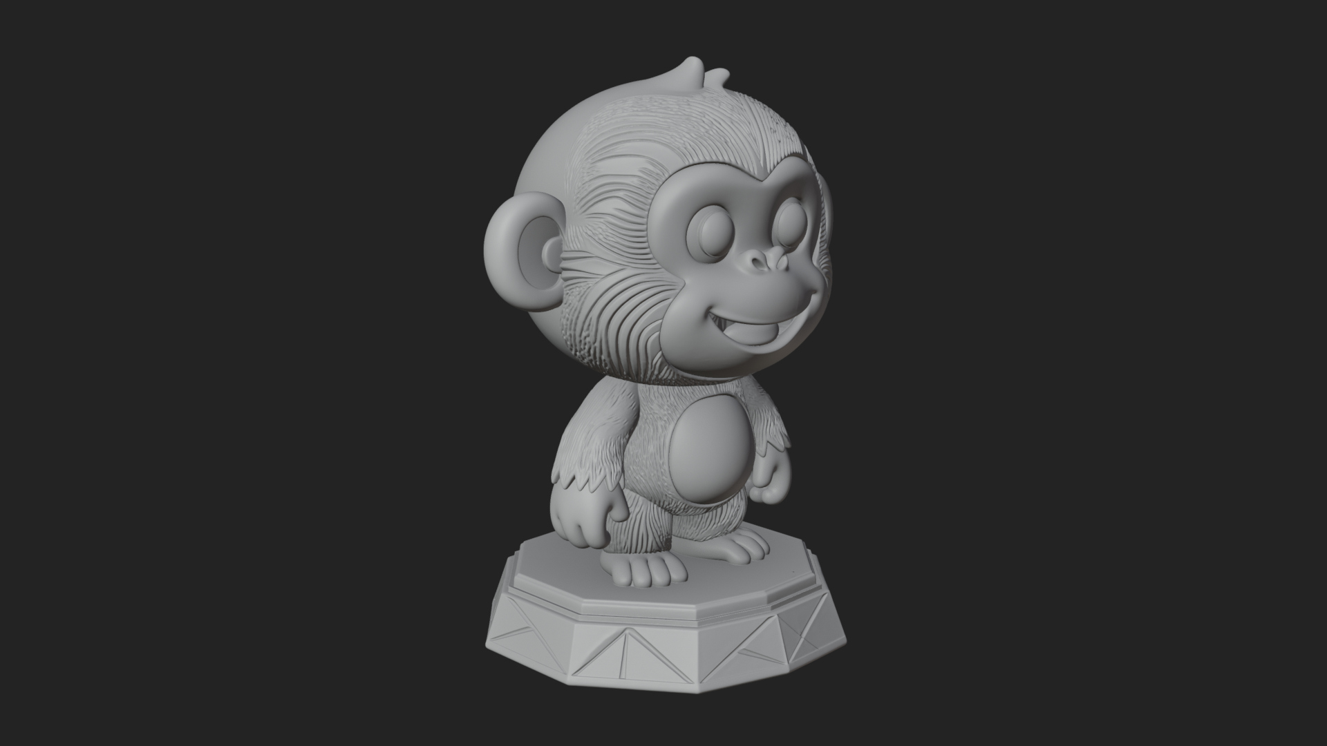 Cute Cartoon Monkey Statue Design 4 3D Print Model 3D Model